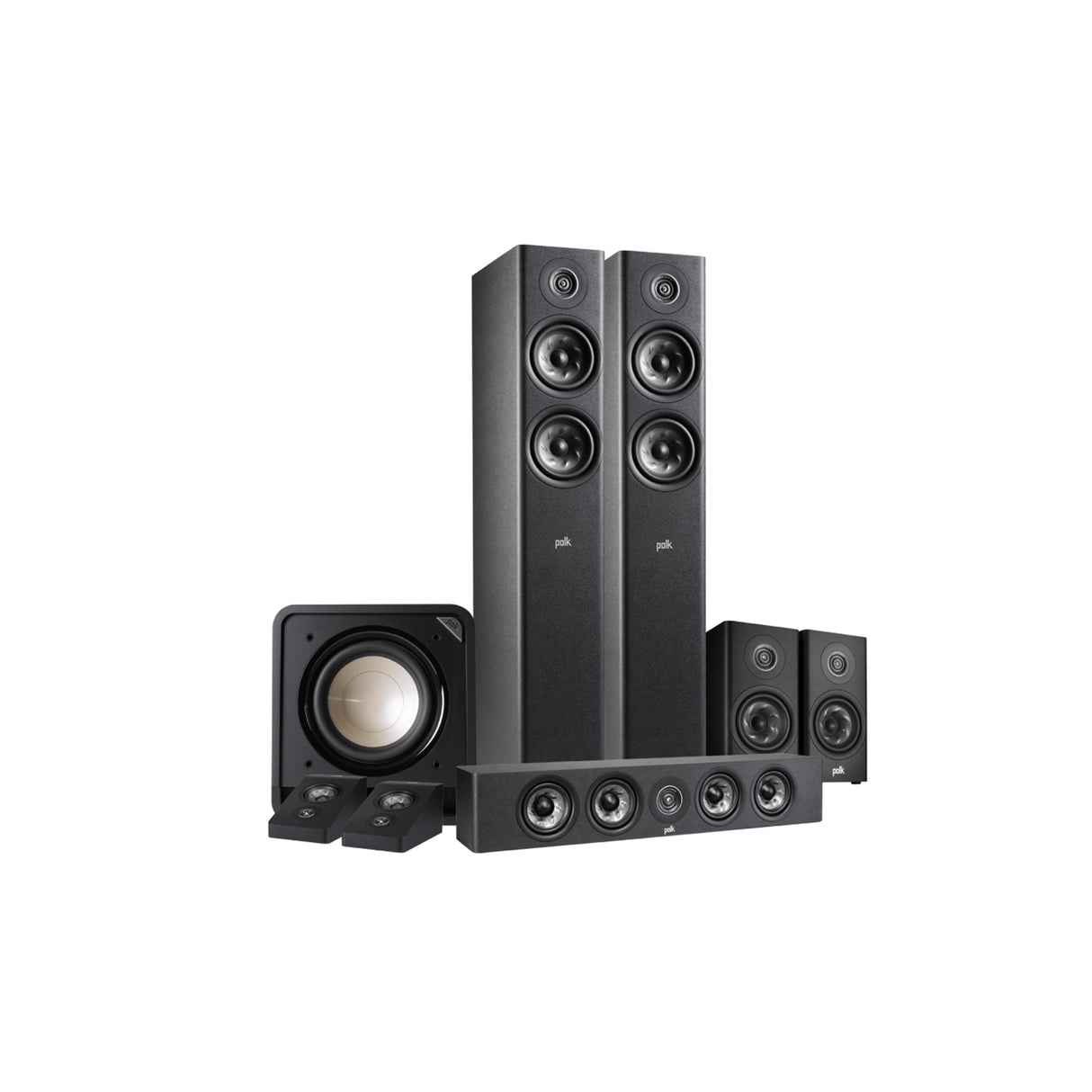Polk Audio Reserve R 500 Floor Standing + R350 Center + R100 Surrounds + R900 Dolby Atmos Module + Polk Audio HTS-10 Subwoofer (5.1.2 Dolby Atmos Speaker Package Bundle)