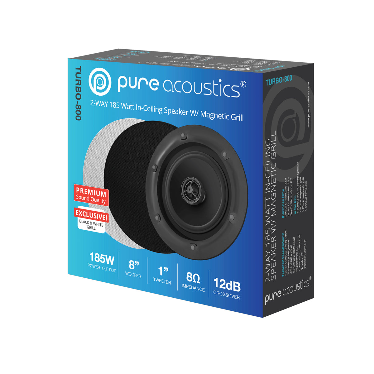 Pure Acoustics Rift T8 Turbo 800 2 Way 8 Inches In Ceiling Speaker pure-acoustics-rift-t8-turbo-800-2-way-8-inches-in-ceiling-speaker