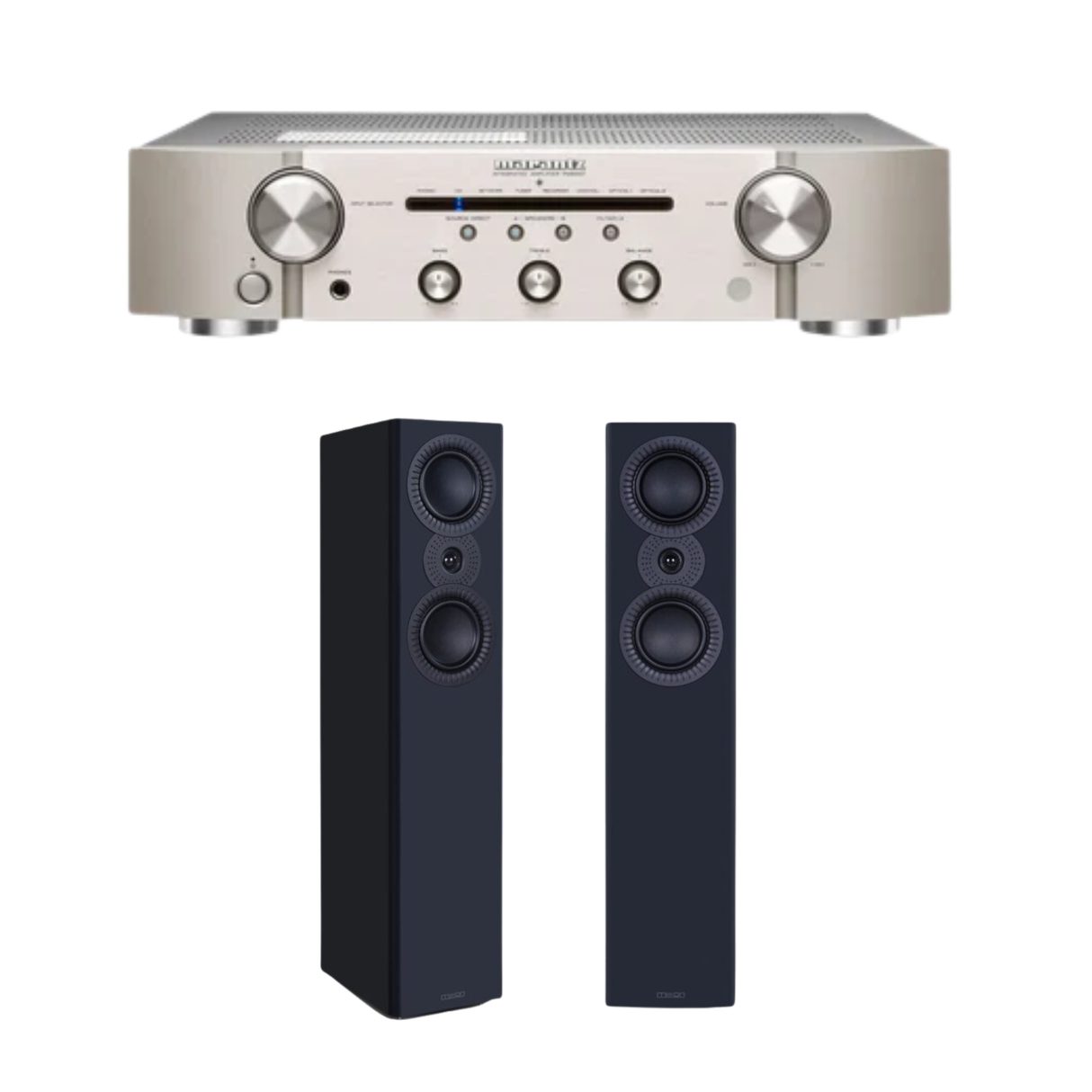 Marantz PM6007 Stereo Amplifier (Silver) + Mission LX-4 MKII Floor Standing Speaker (Pair) (Stereo Bundle Package)