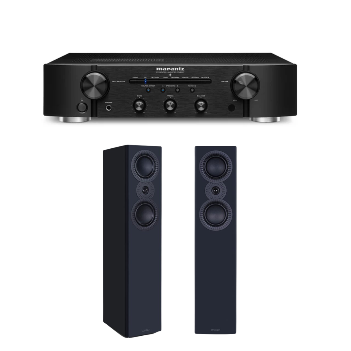 Marantz PM6007 Stereo Amplifier (Black) + Mission LX-4 MKII Floor Standing Speaker (Pair) (Stereo Bundle Package)