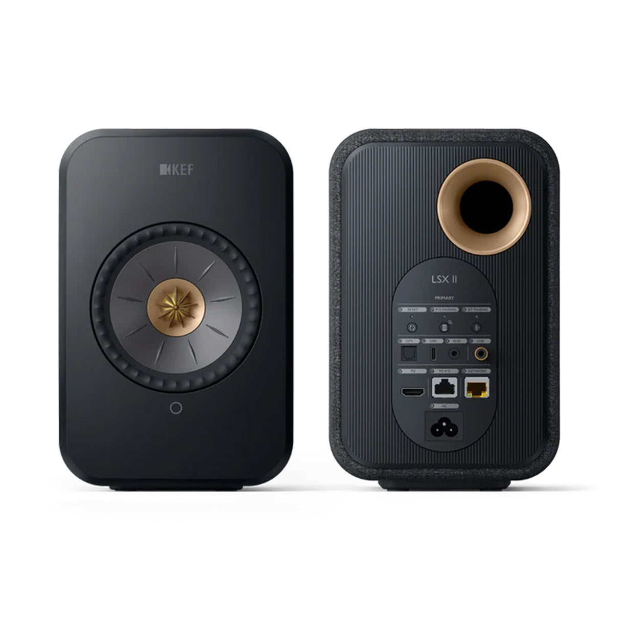 KEF LSX II - Powered/Active Bookshelf Speaker (Pair) (Carbon Black)