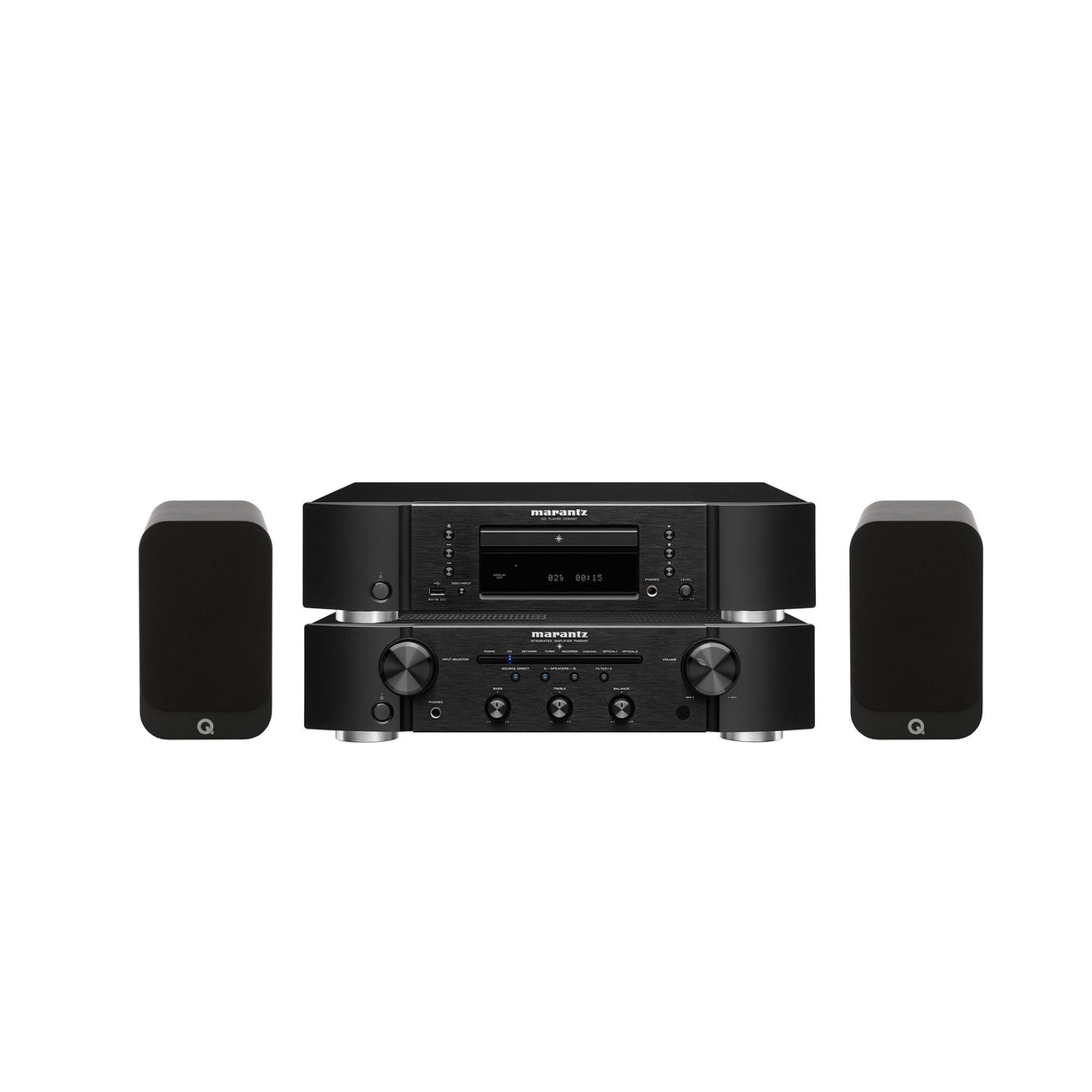 Marantz PM6007 Stereo Amplifier + Marantz CD6007 CD Player + Q Acoustics 3020i Bookshelf Speaker (Black) (Stereo Bundle Package)