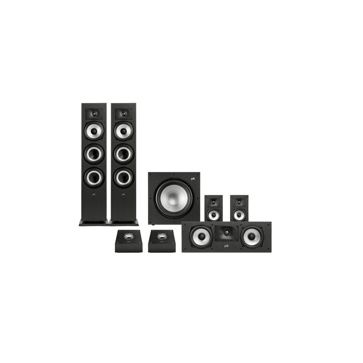 Polk Audio Monitor XT 60 XT30 Center XT15 Surrounds XT90 Dolby Atmos Module Polk Audio XT-12 Subwoofer Dolby Atmos Speaker Package