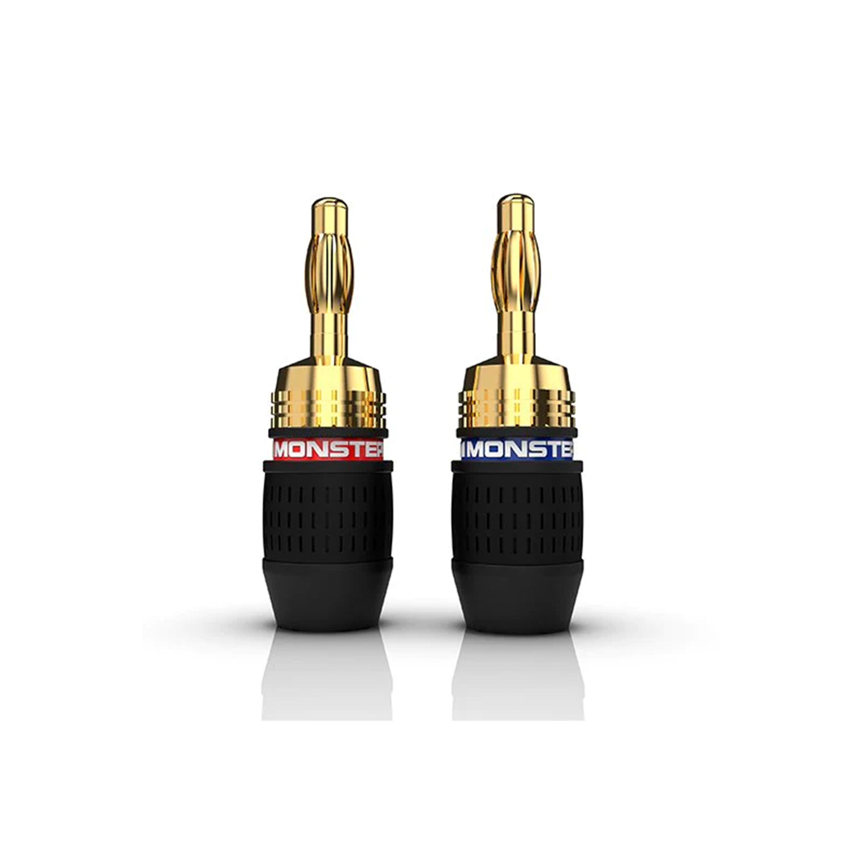 4Pcs Monster Audio Cable Terminals, Copper Banana Speaker Wire Plugs, 24K Gold Plated Spade Terminal