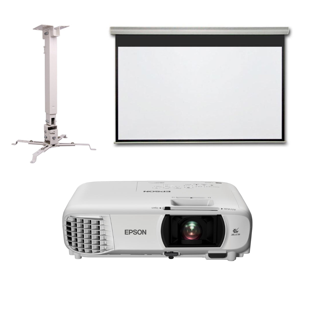 Epson EHTW-750 Projector + RNT Projection Screen Motorised 100 Inches - 16:9 Ratio + Projector Mount (Bundle Pack)