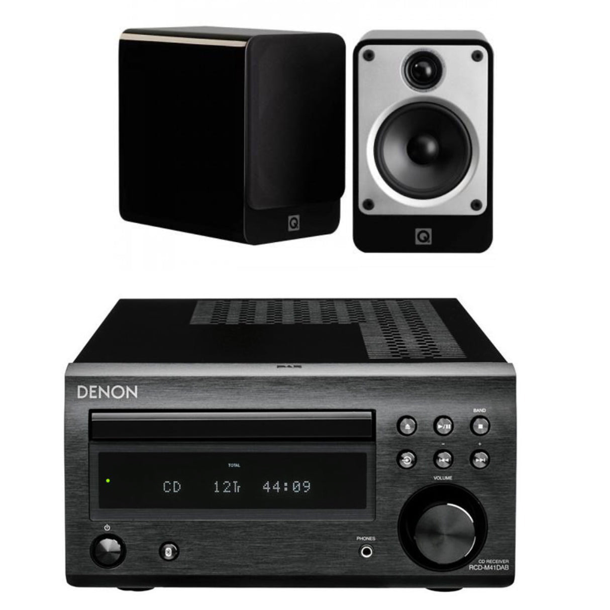 Denon RCD M41 Hi-Fi CD Bluetooth Receiver + Q Acoustics Concept 20 Bookshelf Speakers (Bundle Pack)