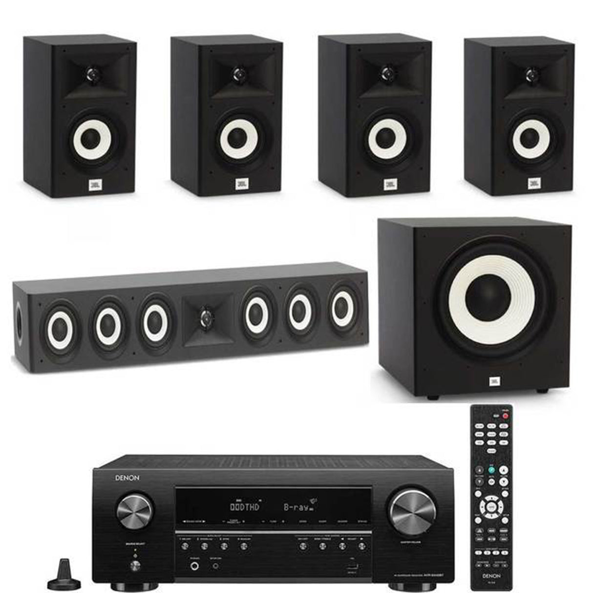 Denon AVR-X550BT AV Receiver JBL A120 Bookshelf+ A135C Centre
