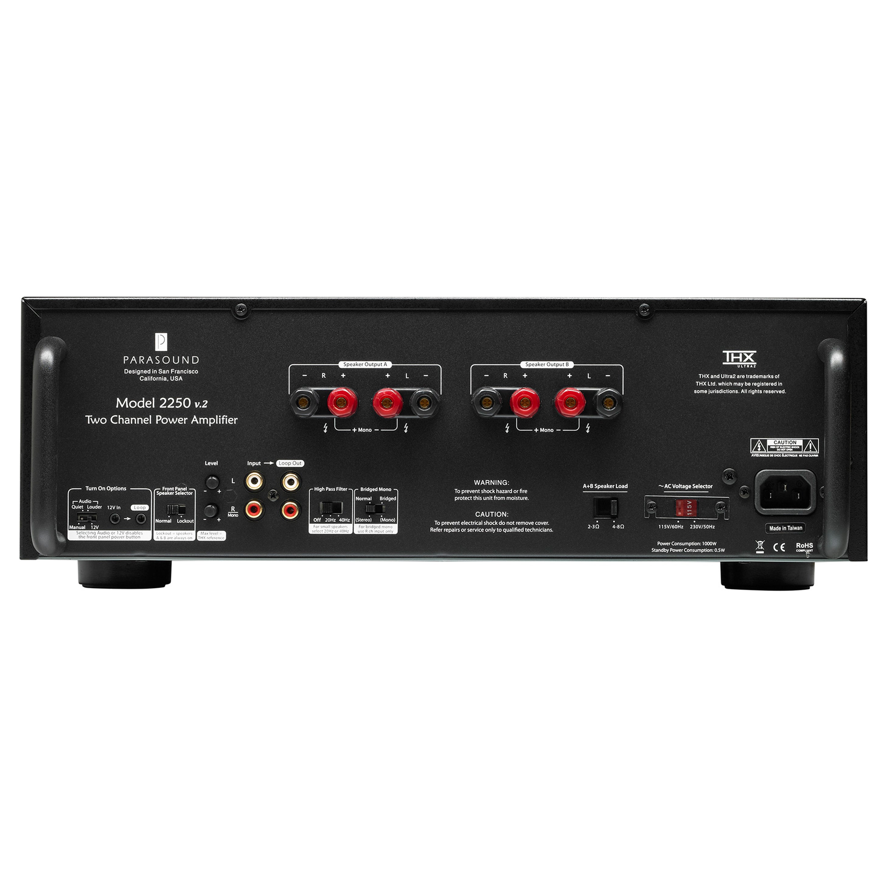 Parasound New Classic 2250 v.2 - 2 Channel Power Amplifier (Black