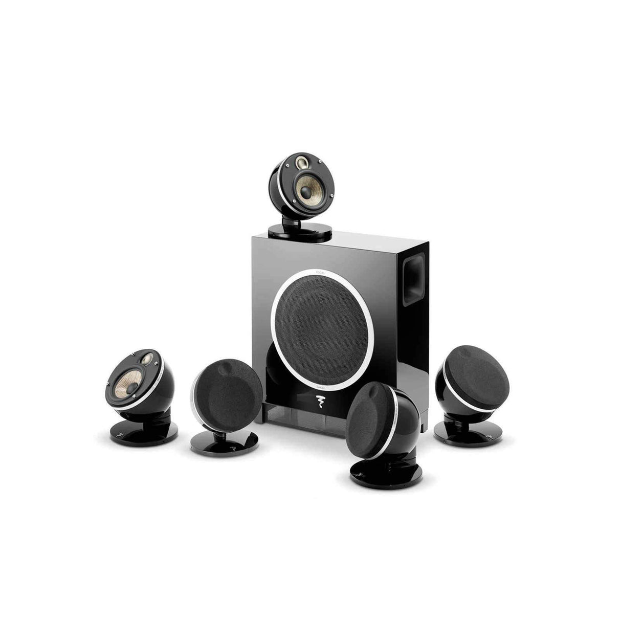 Focal Dome Flax Pack 5.1 Speaker Package with 5 Dome Flax satellites and Sub Air wireless powered subwoofer (Black/ White)