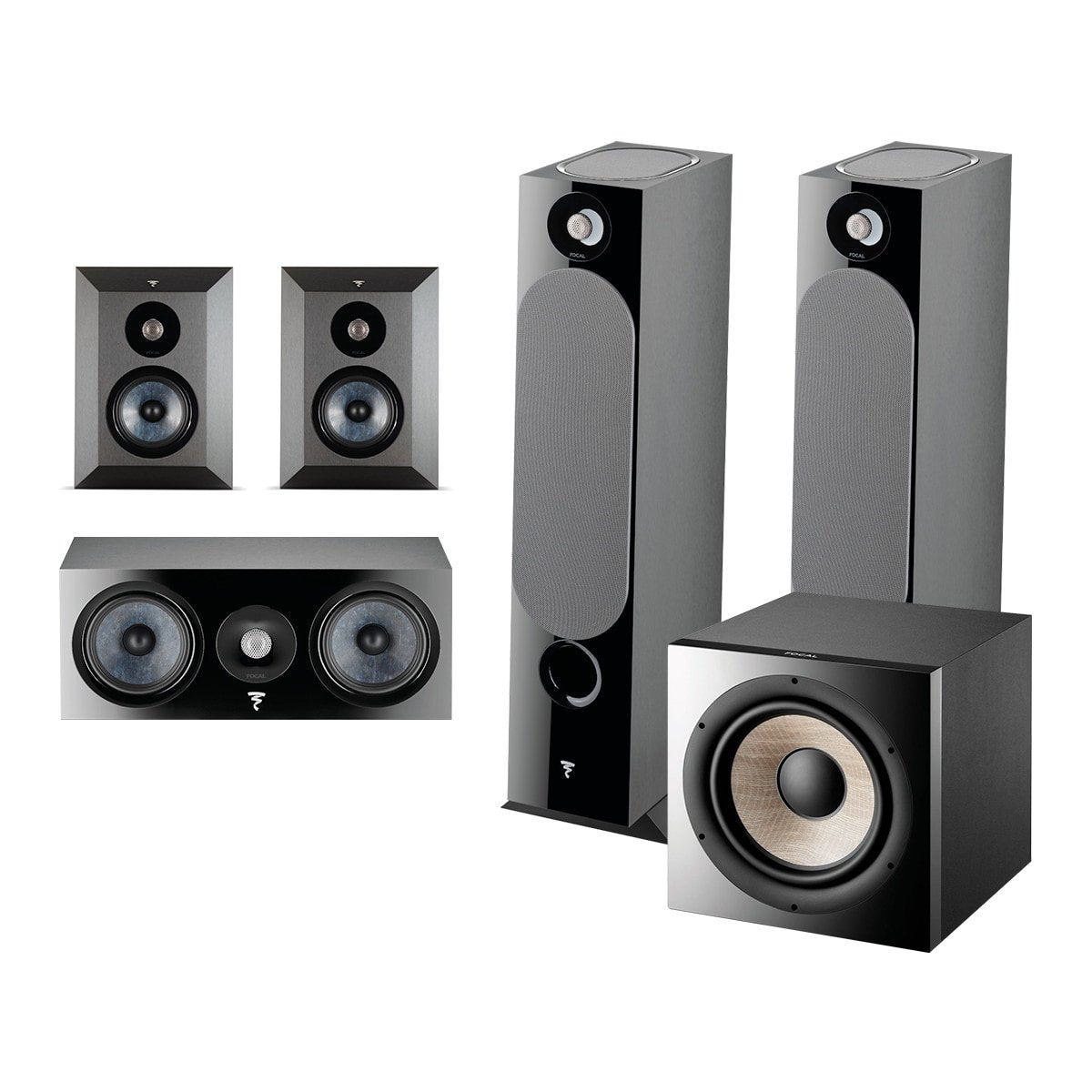 Focal Chora Speaker Package with Built-In Dolby Atmos Modules and On-Wall Surround Speakers (Bundle Package) (Black)