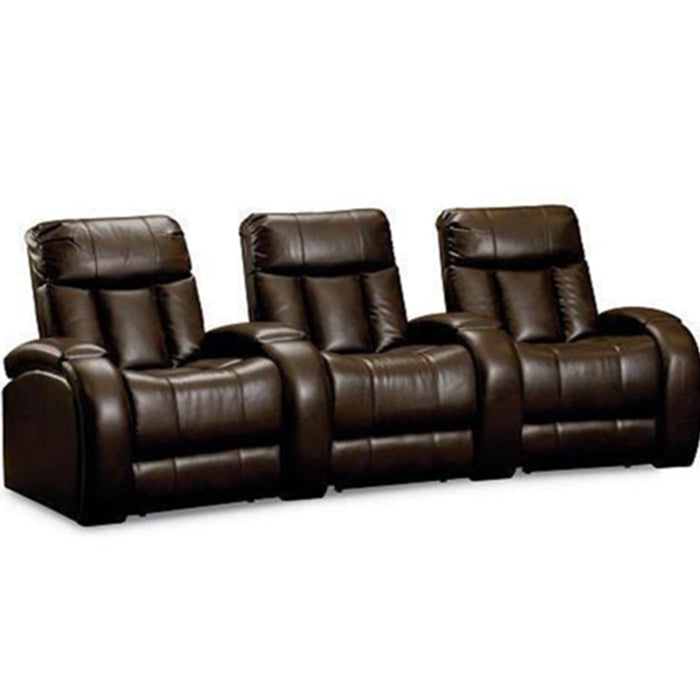 Camro 3 Seater Theatre Recliner- Motorised  with Leatherette Finish (Dark Brown)