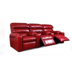 Camro 3 Seater Theatre Recliner- Motorised  with Leatherette Finish (Red)