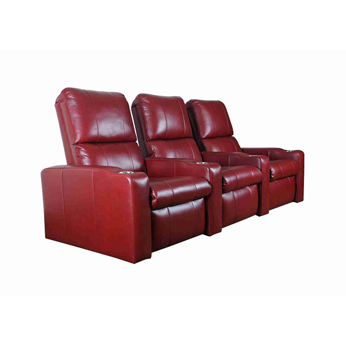 Marvel 3 Seater Theatre Recliner- Motorised  with Leatherette Finish (Red Wine)