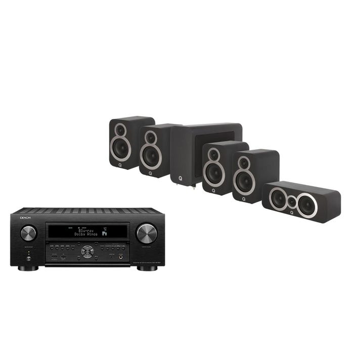 Denon AVC-X6700 11.2 Channel AV Receiver, Q Acoustics Q3010i (X2), 3060S & Q3090Ci- (Black)- 5.1 Theatre Bundle Pack