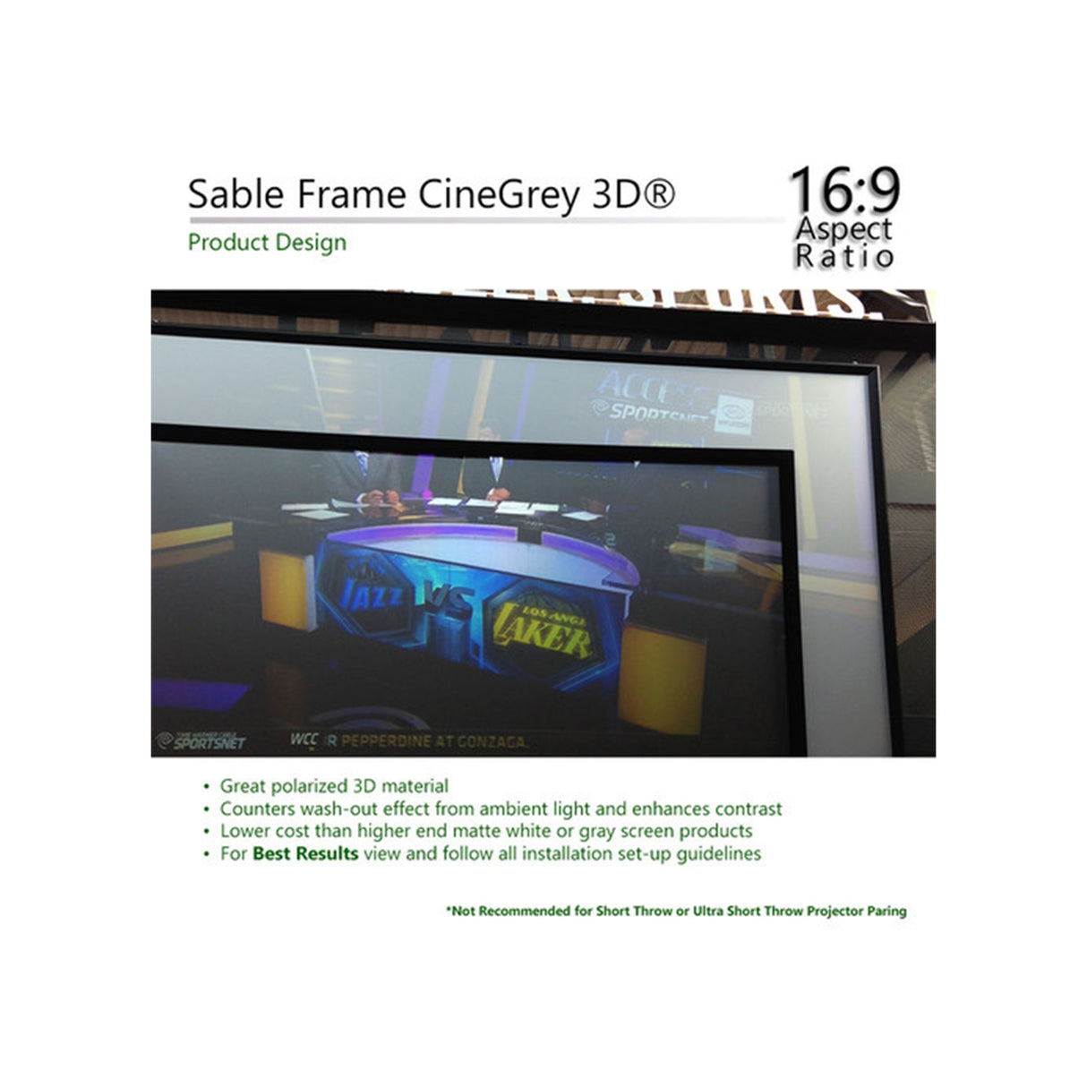 Elite Screens ER100DHD3 - 100 Inches Sable Frame 3D Ambient Light Rejection (ALR) 4K/8K UHD Fixed Frame Home Theatre Projection Screen  (16:9)