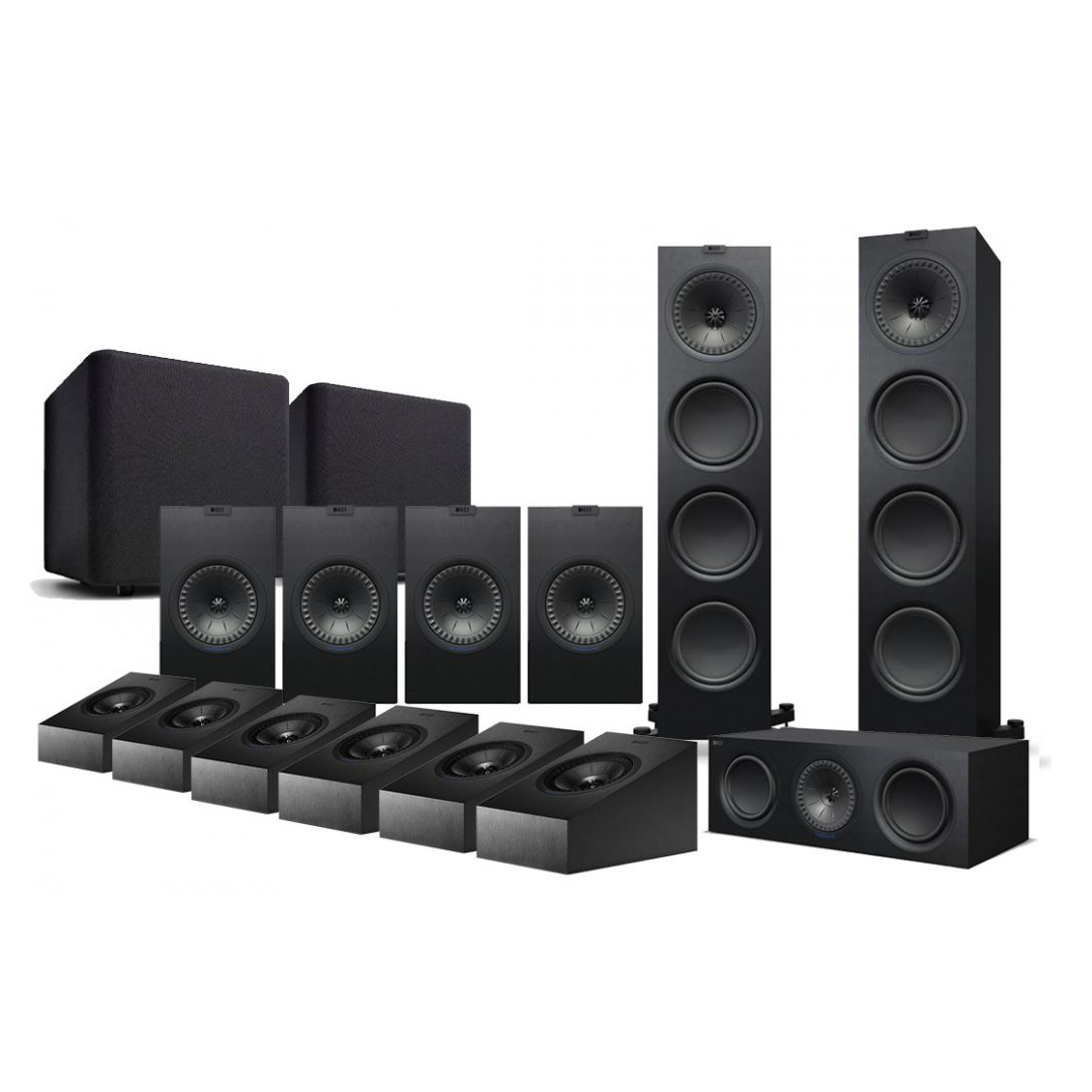 KEF Q950 + Q350 + Q650C +Q50a + Kube12- 13.2/7.2.6/9.2.4 Atmos Home Theatre Speaker Package (Bundle Pack)