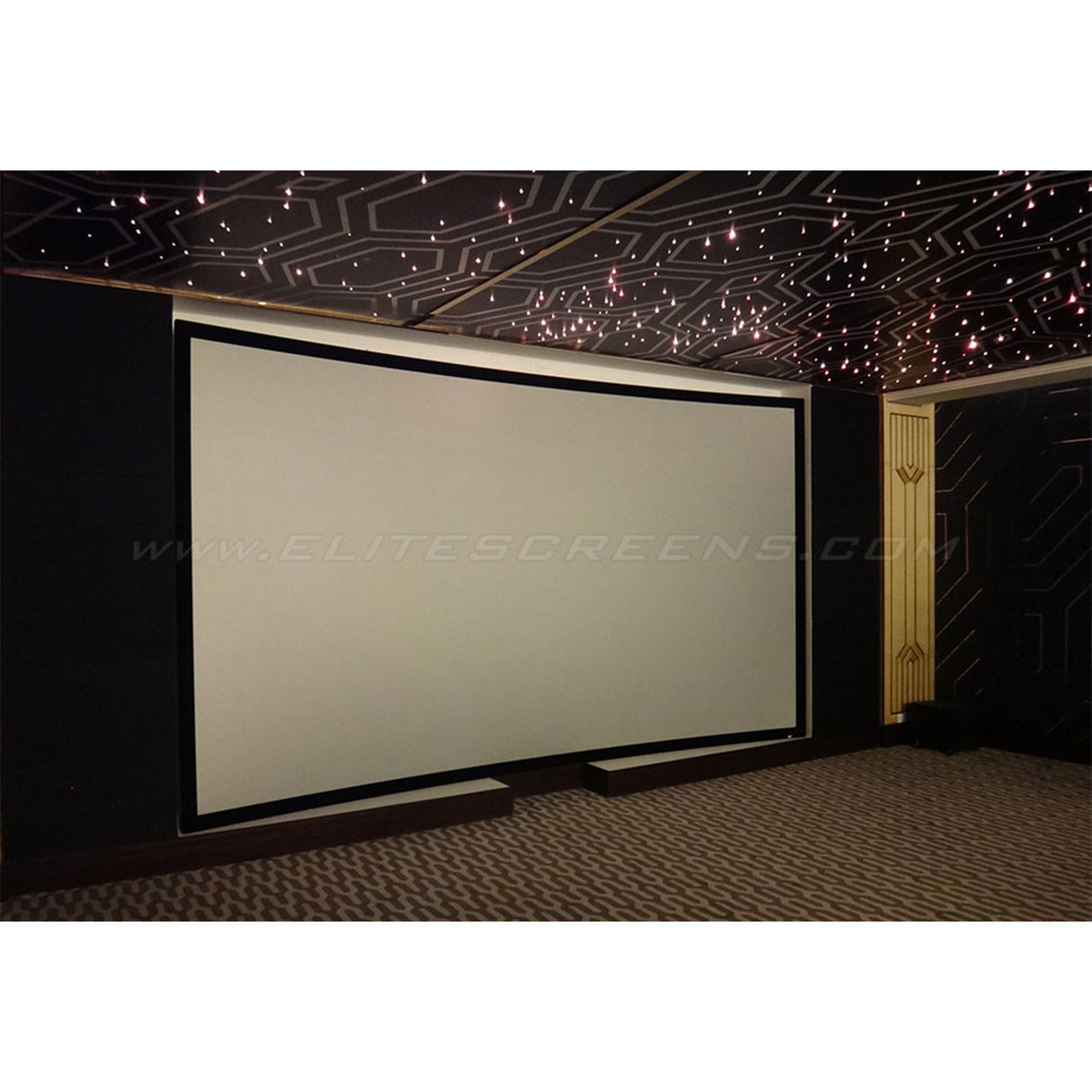 Elite Screens CURVE92WH1 - 92 Inches Lunette 2 Curved Frame4K/8K UHD Fixed Frame Home Theatre Curved Projection Screen  - CineWhite (16:9)