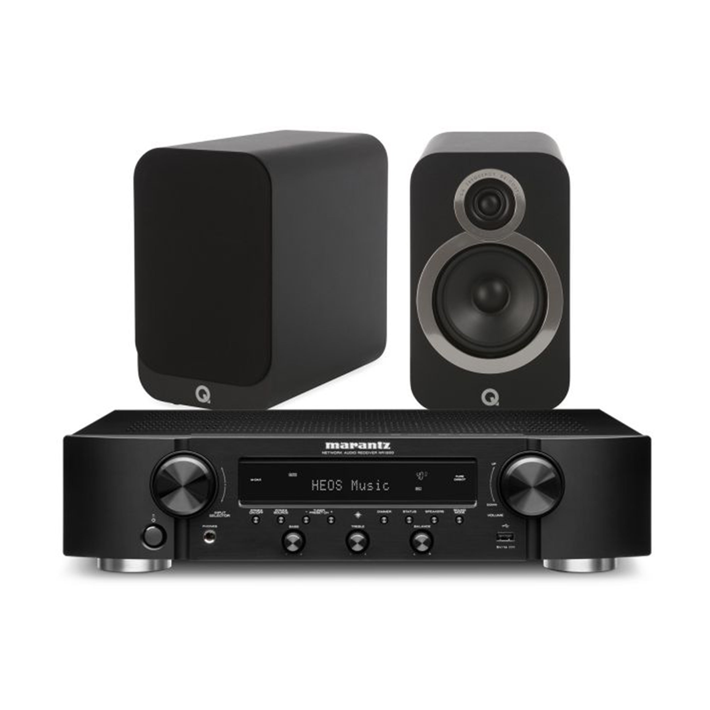 Marantz NR1200 Stereo Network Receiver with Q Acoustics 3020i Bookshelf  Speakers (Bundle Pack)