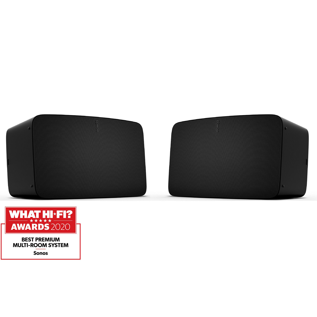 Sonos Five -High Fidelity Smart Wireless Speaker (Set of 2 Bundle Pack)(Black)