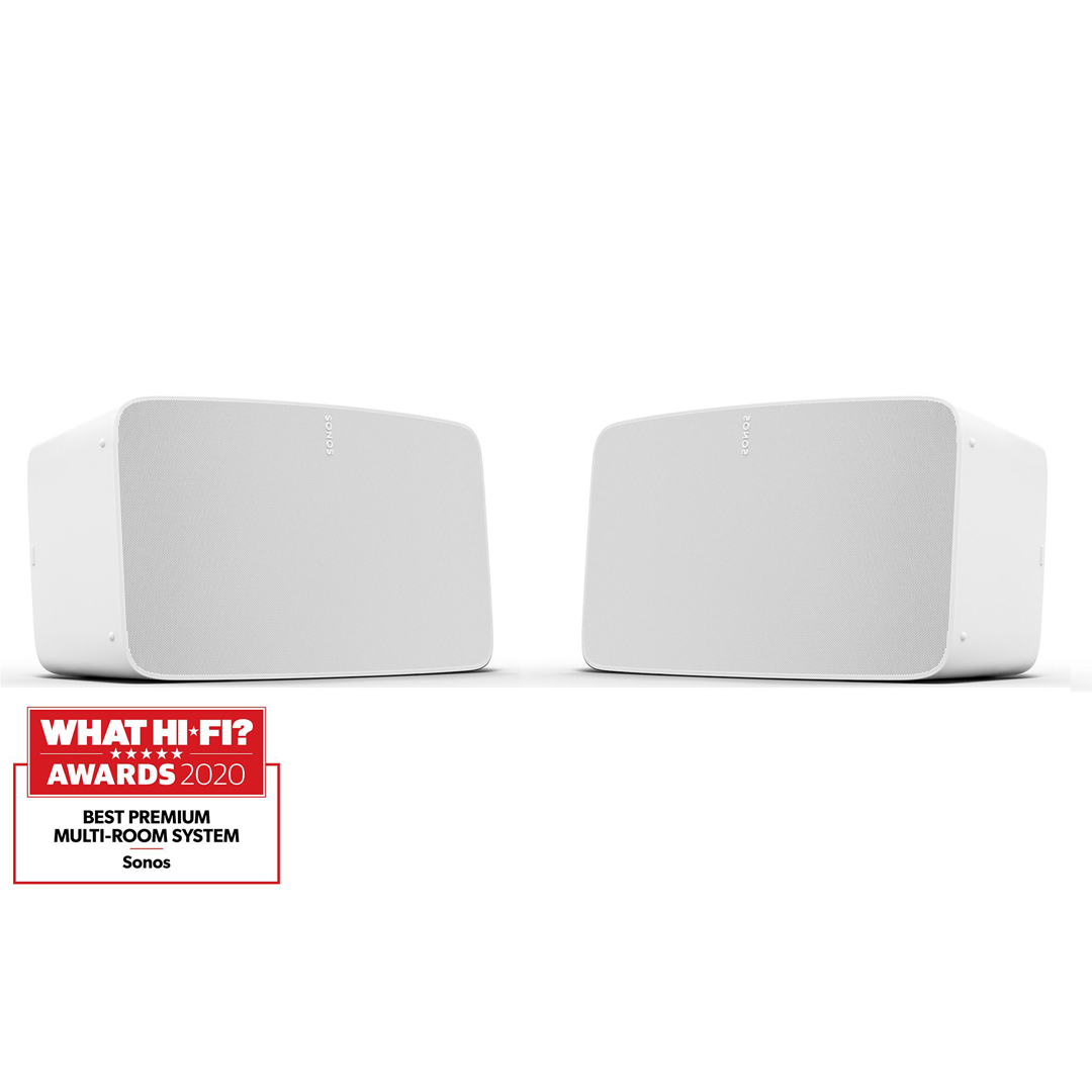 Sonos Five -High Fidelity Smart Wireless Speaker (Set of 2 Bundle Pack)(White)