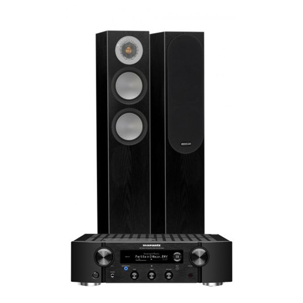 Marantz PM7000N Integrated Stereo Amplifier with Monitor Audio Silver 200 Floor Standing Speakers (Bundle Pack)