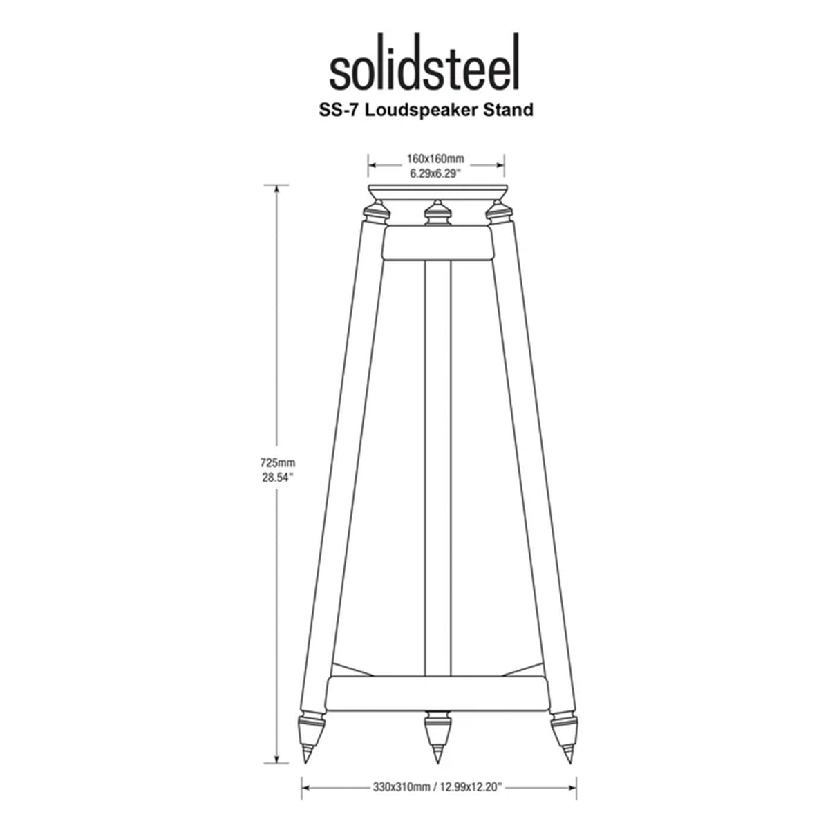 SolidSteel SS-7 - Hi-Fi Speaker Stands (Height 725mm) (Black Colour) (Pair)