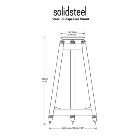 SolidSteel SS-6 - Hi-Fi Speaker Stands (Height 625mm) (RAW Colour) (Pair)