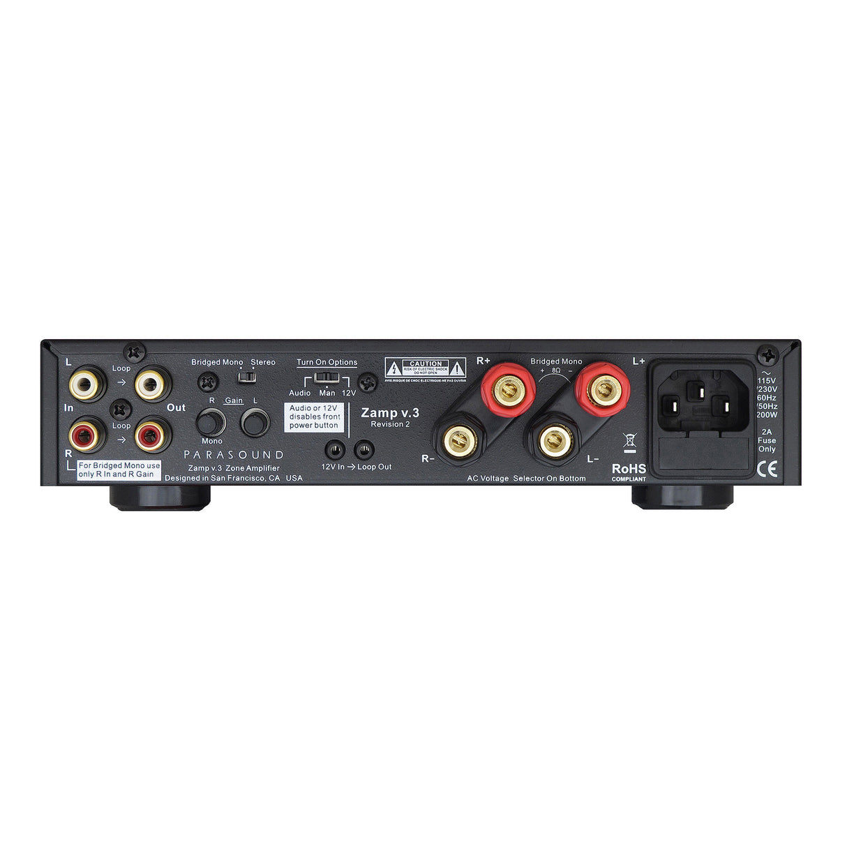 Parasound Zamp v.3  - 2 Channel Stereo Power Amplifier (Black)